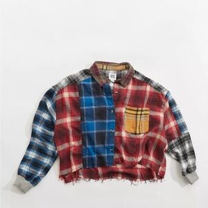 BDG cropped patchwork flannel top